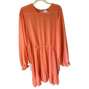 ASOS Curve Coral Ruffle Chiffon Sheer Dobby Tunic Dress Swim Cover Up 18
